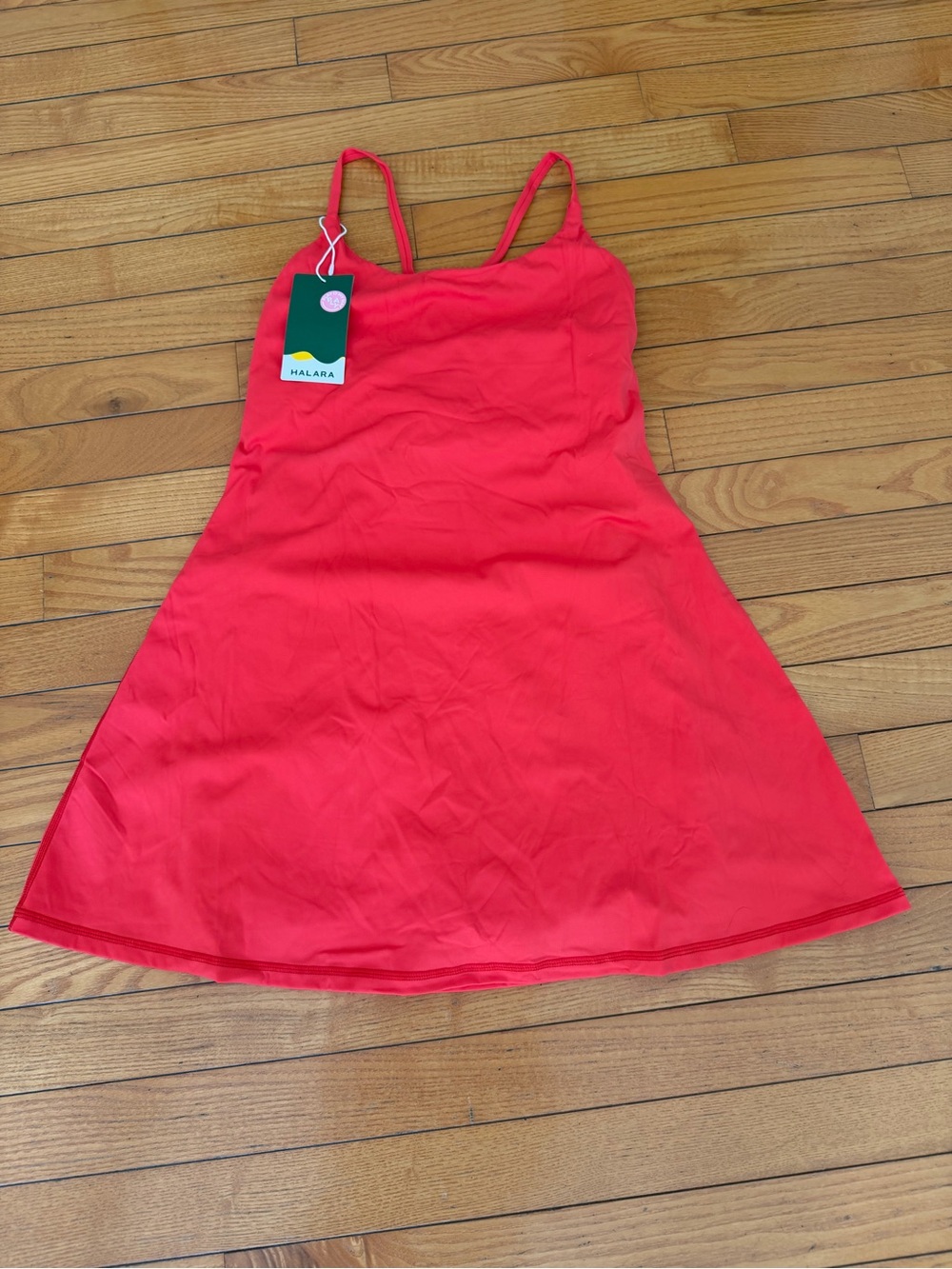 HALARA Red Spaghetti-Strap A-Line Dress new with tag small
